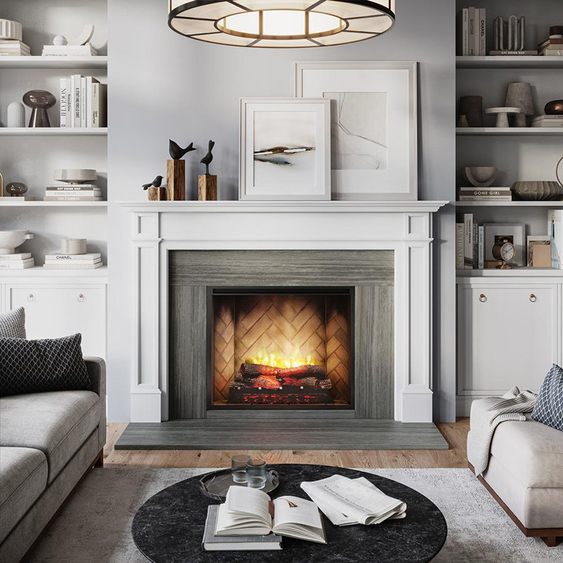 Lenwood Traditional Wood Fireplace Mantel Surround Kit Includes Wooden Mantel Surround & Shelf, 72" L, White