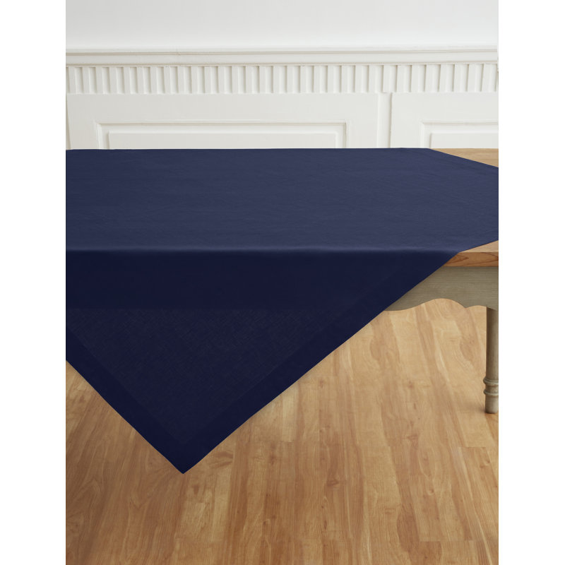 Fete - 100% Pure Linen Table Throw, Navy, Solid Color