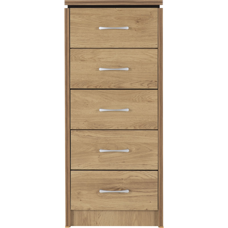Charles 5 Drawer 50Cm W Solid Wood Tallboy