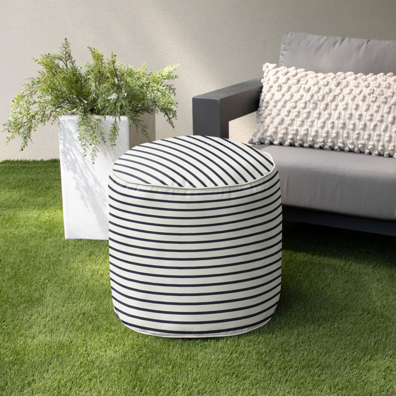 Repose-pieds d'extérieur avec coussins Sunbrella Moseley, Shore White Stripe Sunbrella®