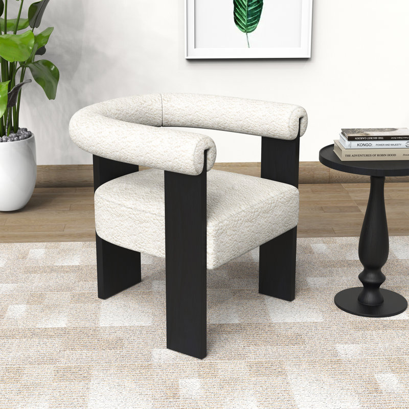 Upholstered Chesterfield Chair, White Fabric