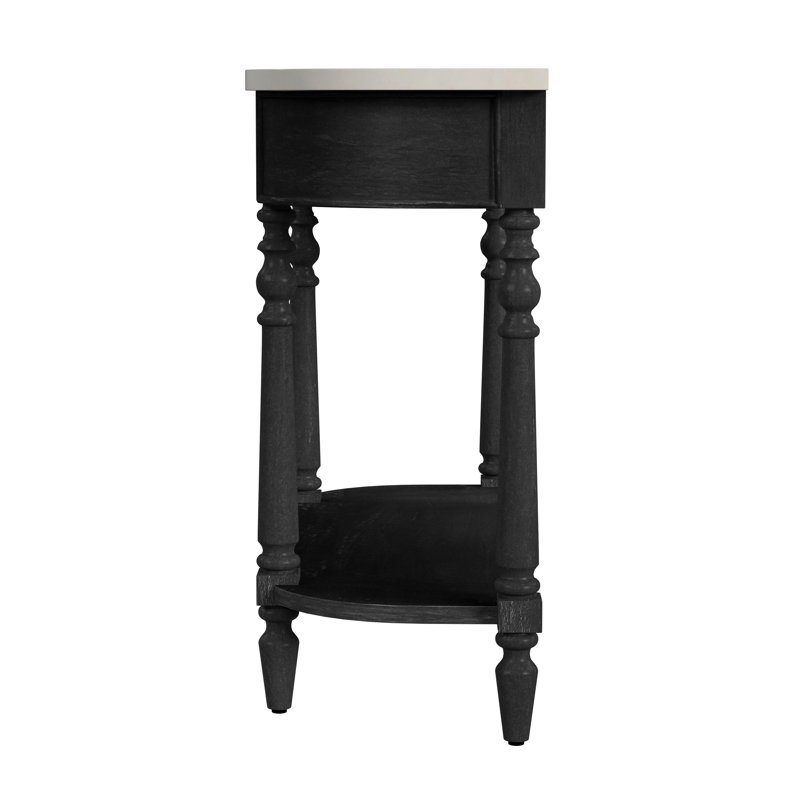 Danielle Marble 40" one- drawer Console Table, Black