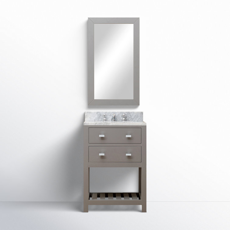 Cronin 24" Carrara White Marble Countertop Bath Vanity with Faucet and Mirror
