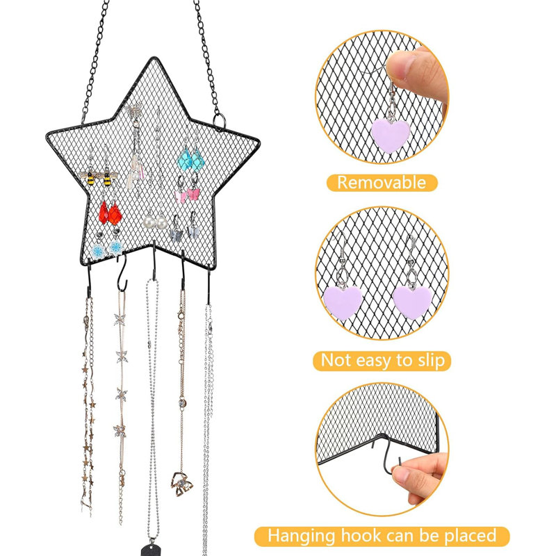 2-piece Black Earring Wall Holder Set