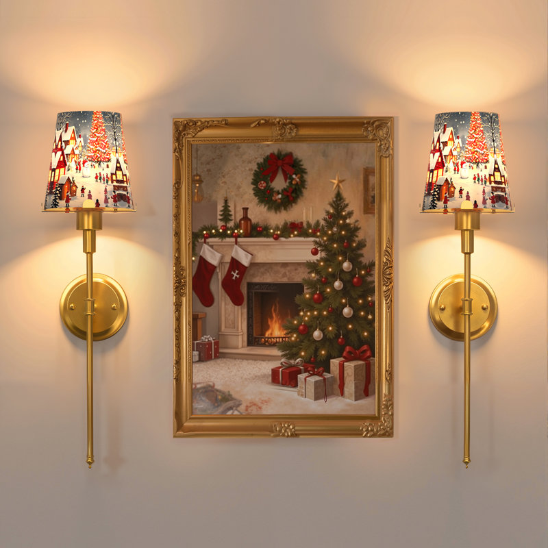 Lampe de table 6,7 po x 6,5 po de style abat-jour de Noël pour applique murale