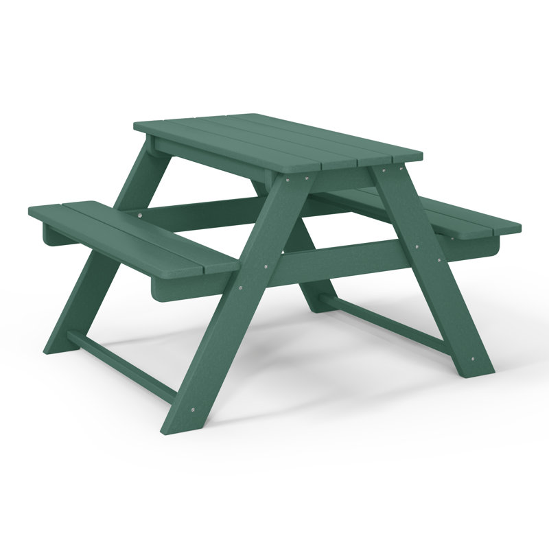 Kids Outdoor Poly Picnic Table, Dark Green