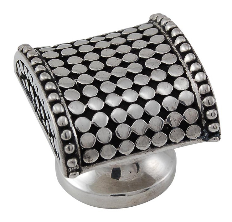 Tiziano Geometric Knob, 1" H x 1" W x 0.875" D, Antique Silver