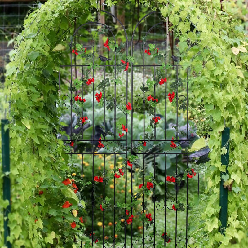 Ensemble de 2 treillis de jardin en métal avec revêtement noir H 86,7 po x l 19,7 po
