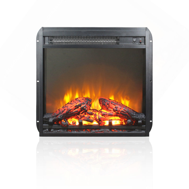 23" Electric Fireplace Insert, Thin Heater With Log Set And Realistic Flame, Remote Control With Timer, Overheating Protection