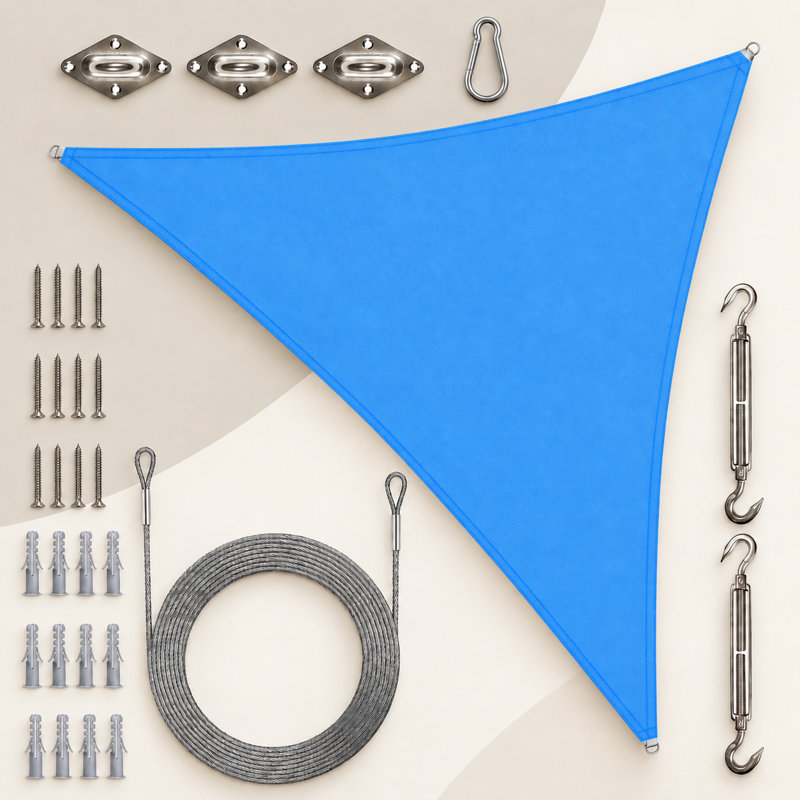 Toile d'ombrage triangulaire, 12 pi x 12 pi, Bleu
