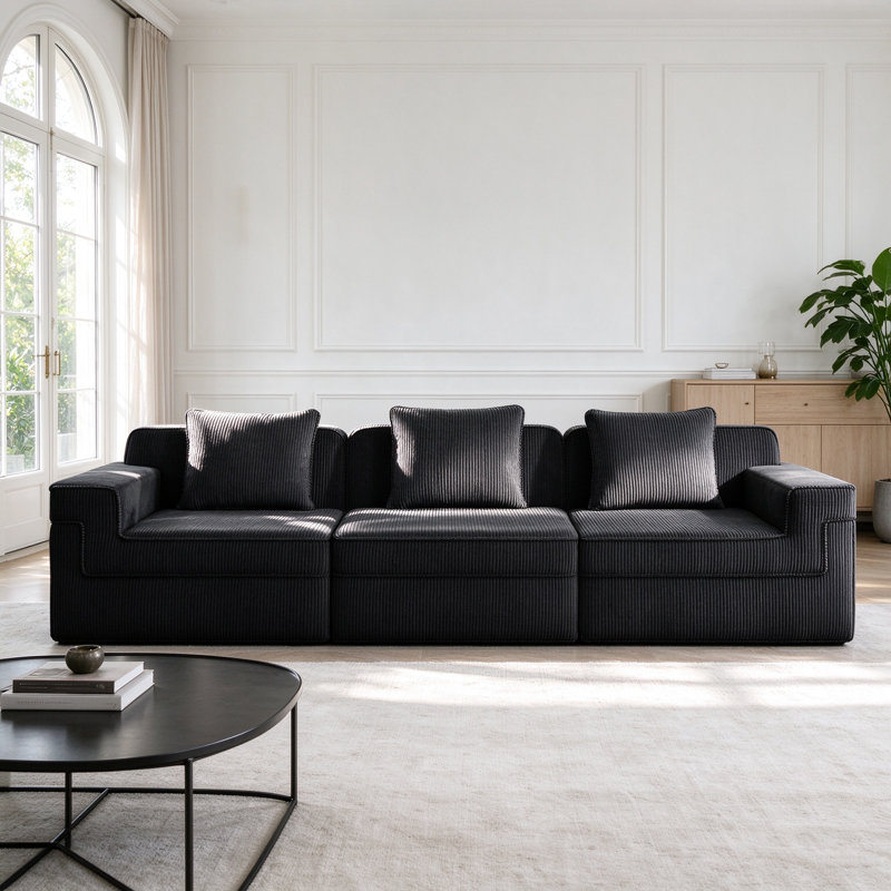 Canapé modulaire double sans os, 3, Noir