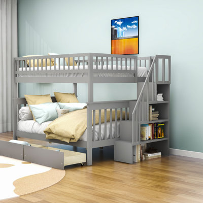 Lit superposé double en bois avec tablettes Graner Kids