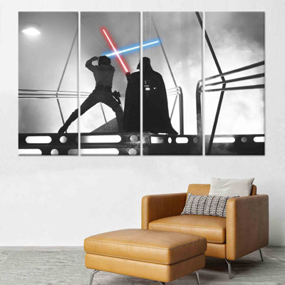 Impression sur toile Star Wars: Luke Skywalker contre Darth Vader, toile tendue 4P