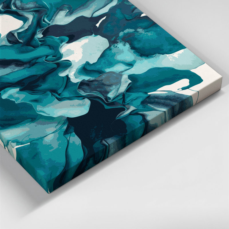 Aquarelle abstraite 50, art mural sur toile bleue, H 16 po x l 20 po