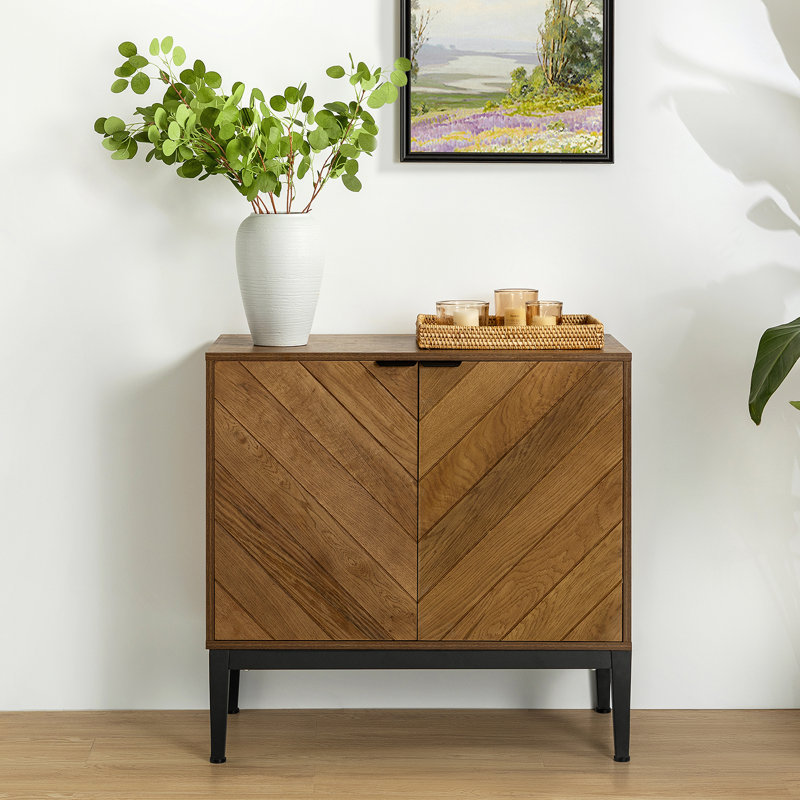 Paschall 30.7" Tall 2-Door Accent Cabinet,  Walnut/Black