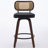 26 Inch Counter Stools With 360° Swivel, Upholstered Seat, Cane Back, Ergonomic Support, Wooden Legs, Walnut Craftsmanship For Island/kitchen/counter/bar (walnut Black) - Of 2, American Style, Wing