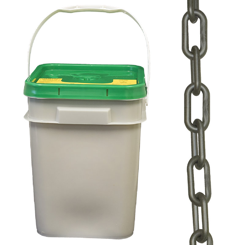 Chaîne de sécurité en plastique dans un seau, H 1,93 po x l 1920 po x P 0,23 po, Argent