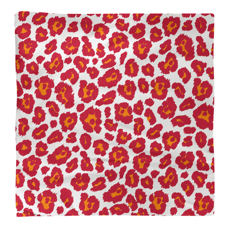 Cotton Animal Print Square Napkin, 22" x 22", White/Orange/Red
