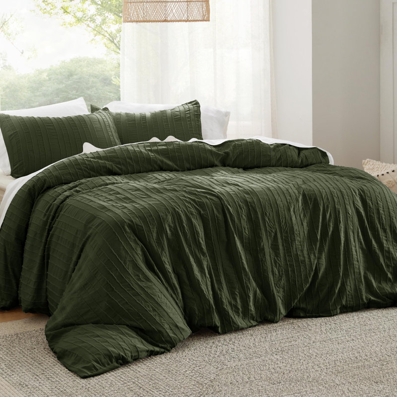 Essential Bedsure Shabby Elegance Striped Tufted Duvet Cover GentleSoft™️, King Duvet Cover + 2 King Pillowcases, Pumpkin