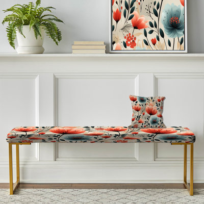 Banc rembourré rétro Vintage Romance Red Floral Bliss III