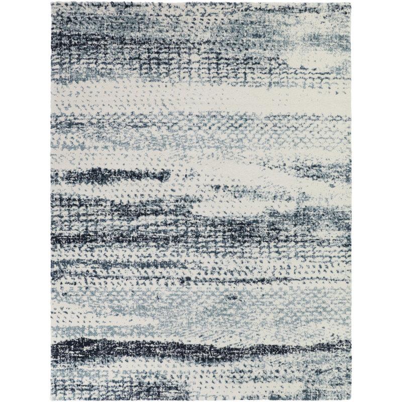Antwan Blue/Cream Watercolor Abstract Area Rug, Rectangle 7'10" x 10'