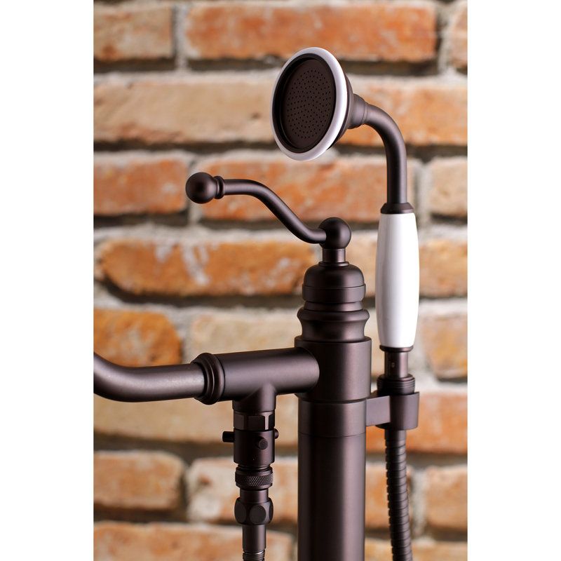 Kingston Brass English Country Single-Handle 1-Hole Freestanding Tub Faucet with Hand Shower, Oil Rubbed Bronze
