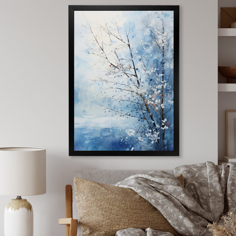 «Winter Landscape Snowfall Forest III - Winter Landscape», art mural, Black Picture Framed, 32" H x 24" W