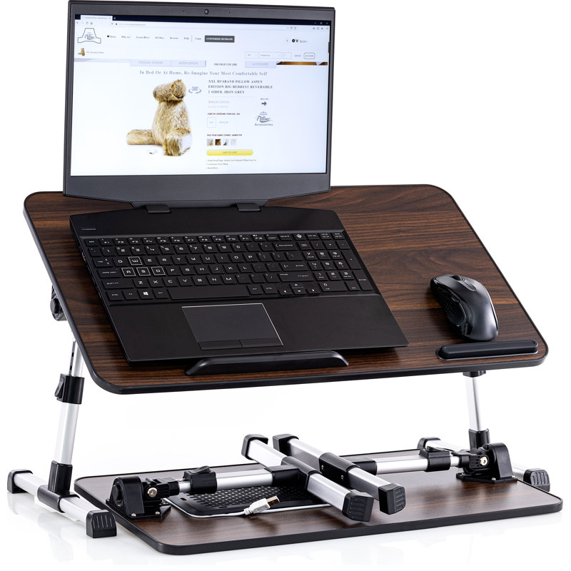 Bureau portatif multifonctionnel à hauteur réglable, Brun, H 13 po x l 21 po x P 12 po