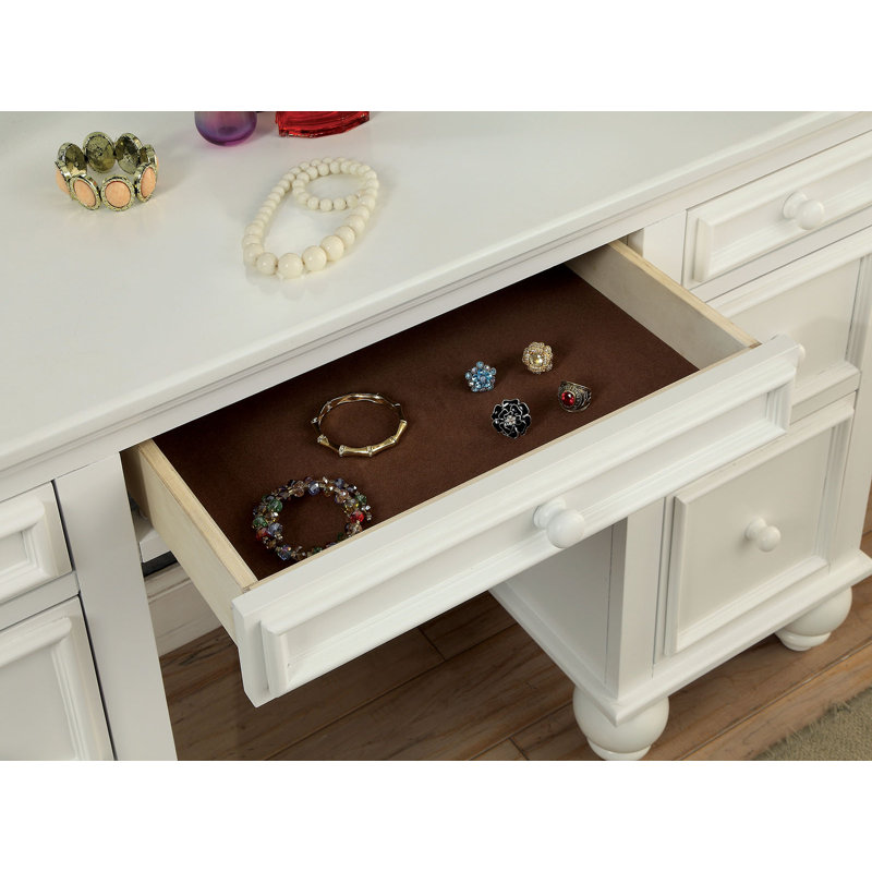 Ensemble coiffeuse avec miroir Oldana, Blanc