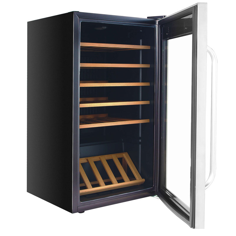 34 Bottle Stainless Steel Freestanding Wine Cooler with LED Lighting