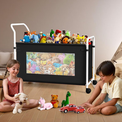 Très grand coffre à jouets pour enfants, organisateur de rangement pour jouets robuste, capacité noire de 180 L, roues pivotantes à 360 °, tissu durable, coffre à jouets pour garçons et filles, coffre à jouets pour le salon, la chambre de bébé, la chambre à coucher