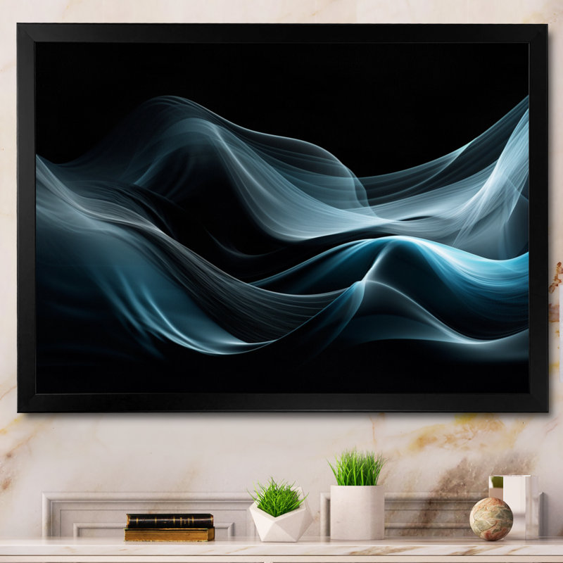«Blue Black Contemplative Abstraction I», reproduction sur toile, H 12 po x l 20 po x P 1 po, Cadre photo noir