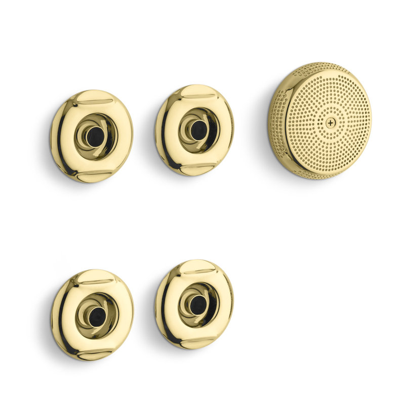 Flexjet Whirlpool Trim Kit with Four Jets, Vibrant Polished Brass