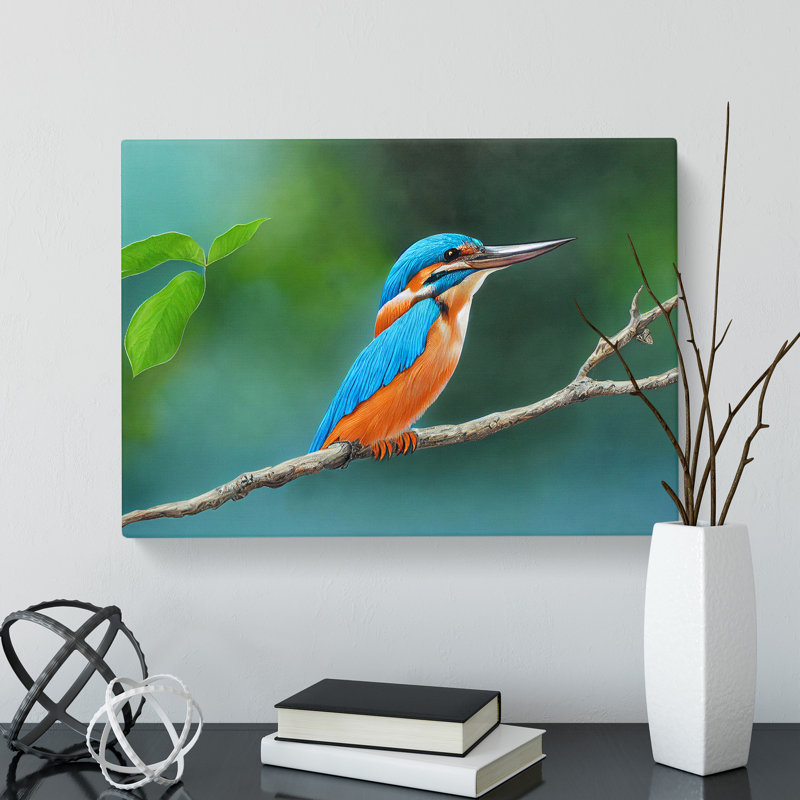 Evocative Kingfisher Bird - Wrapped Canvas