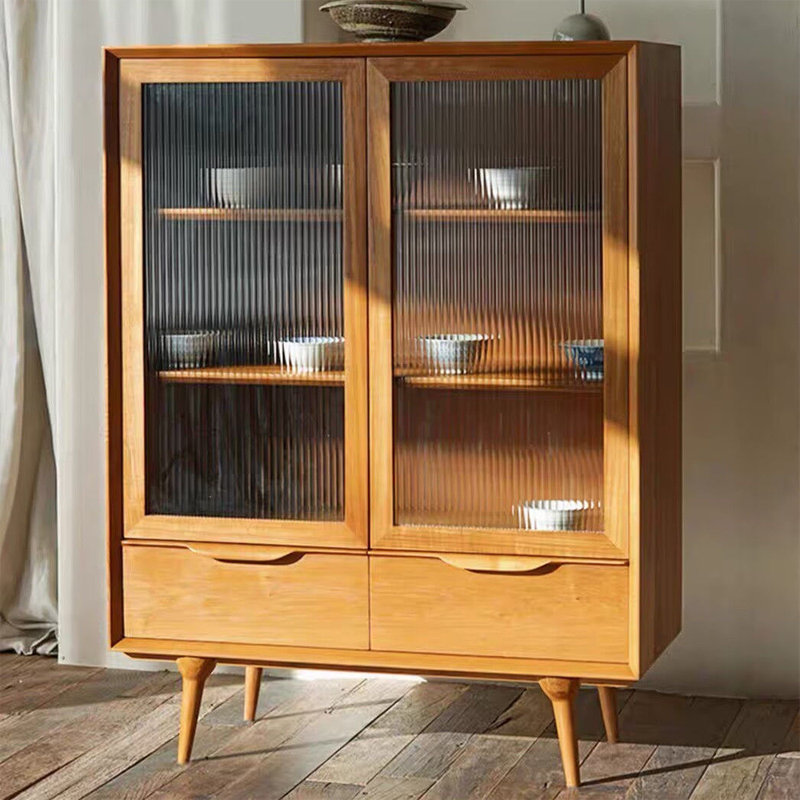 Buffet décoratif moyen en verre vieilli, Brown