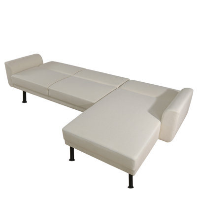 113" 2-Piece L-Shaped Convertible Sleeper Sectional