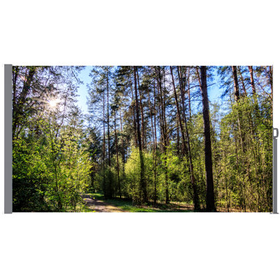 Gray Retractable Side Awning Screen, 71" Tall And 138" Wide, Semi-Transparent Mesh With Printing, Water , Easy To Install On Various Surfaces Manual 71"X138", Create Private Outdoor Space