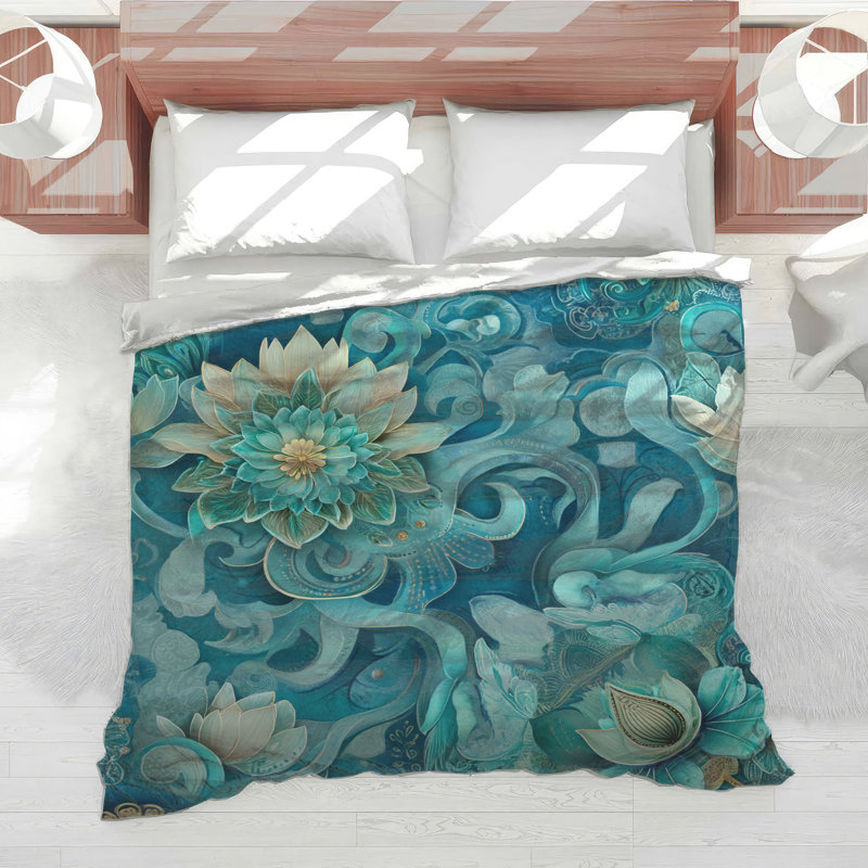 Édredon floral avec literie bohème, Très grand lit