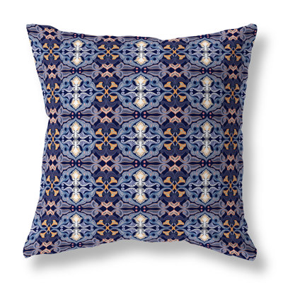 Floral Elegance Geometric Outdoor Reversible Throw Pillow