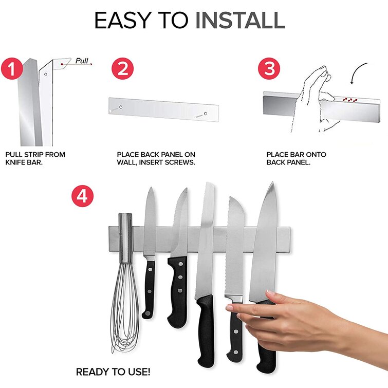  Yatoshi Magnetic Kitchen Knife Block Set 6 Pcs White