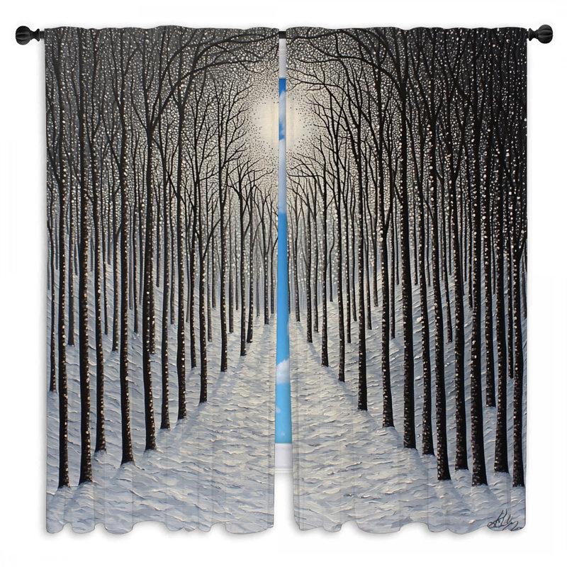 Rideaux de fenêtre Snowy Forest, rideaux scandinaves naturels - 2 panneaux, L 20 po x L 52 po