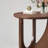 Mid-Century Modern Round Walnut Wood End Table With Sculptural Base