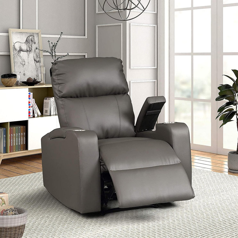 Collection Modern Terry, similicuir rembourré avec fauteuil inclinable électrique, gris