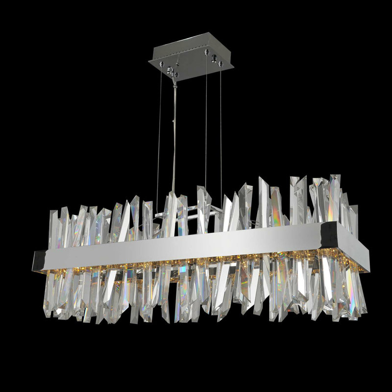 Luminaire suspendu linéaire Glacier, Noir mat, H 184 po x P 26 po x l 12 po