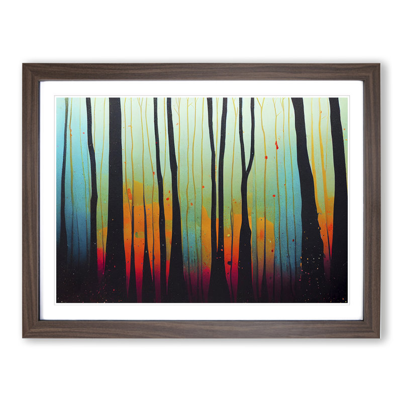 Splashed Forest Vol.1 Abstract - Single Picture Frame Print, 34cm H x 46cm W x 2cm D, Walnut