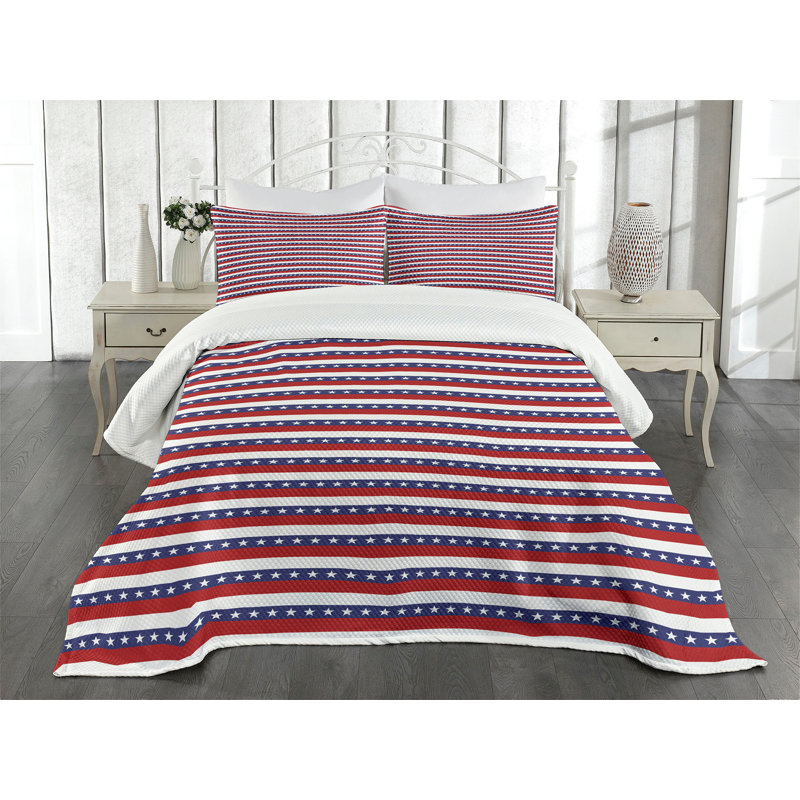 Afke Polyester Striped Bedspread with Pillow Shams, 220 x 264 cm Bedspread - 2 Shams