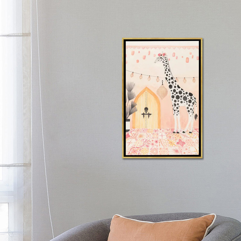Girafe au Maroc, art encadré, H 26 po x l 18 po x P 1,5 po, Toile encadrée d'or