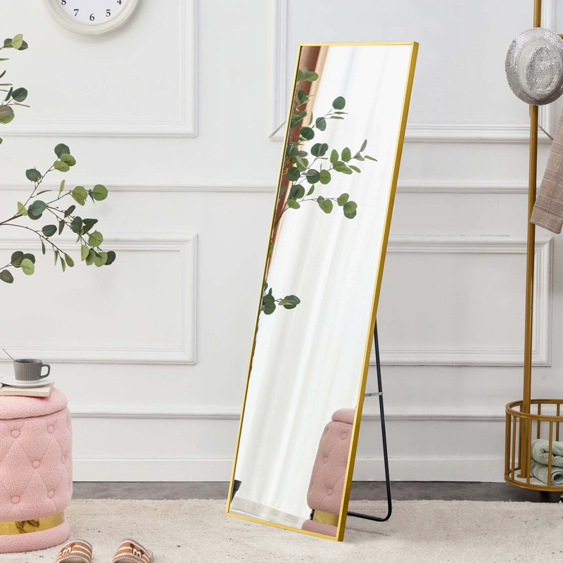 Miroir Quinnisha, H 63 po x l 20 po, Doré, Bois massif