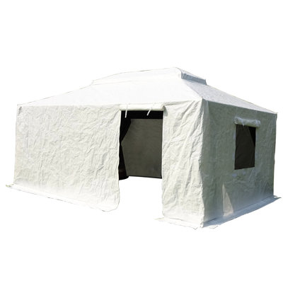 12'X14' Outdoor Gazebo Cover For - All Season With Sidewalls, Mesh Windows & Material White Universal Waterproof Functional Utility Feature