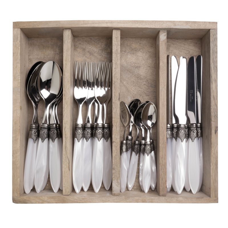 Alenka 24 Piece Cutlery Set, Service for 6, White